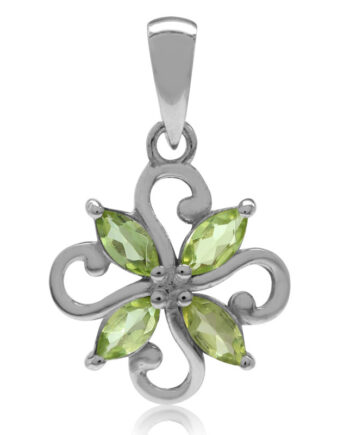 Vedhæng Blomst Med Peridot 20mm Kæde