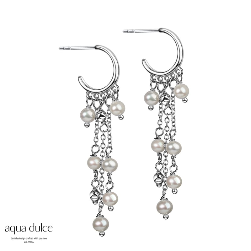 Wendy Pearl Hoop  Silver
