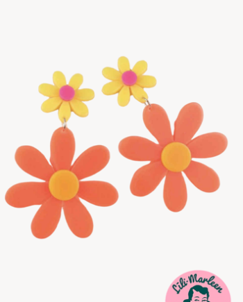 Yvonnes Maguridt øreringe Neonblomster Med Knald Kuløre Orange Gul