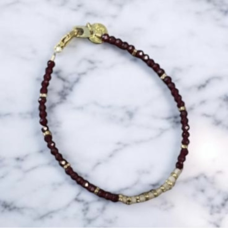 Armbånd Friihof Siig Bordeaux Guldfarvet Perler