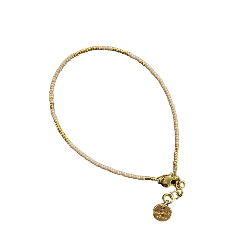 Armbånd Friihof Siig Lys Brun Guldfarvet Glasperler