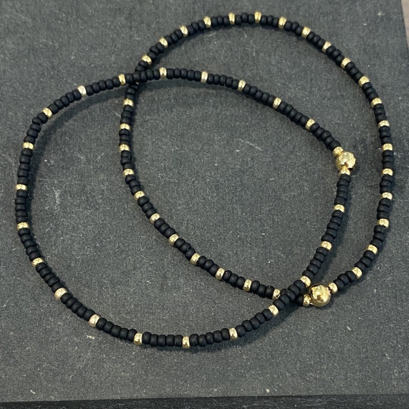 Armbånd Friihof Siig Perler Sort Guldfarvet Perler