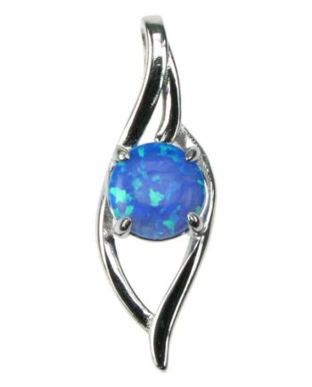 Blå Bølger Opal Smykke Vedhæng Med Blå Opal Sten 925 Sterling Sølv   Rhodium Belægning
