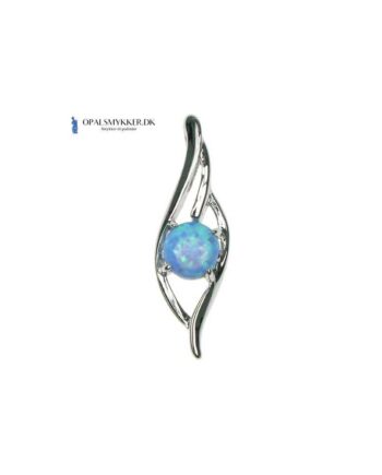 Bølge Sølv Smykke Halskæde Med Blå Opal Sten 925 Sterling Sølv   Rhodium Belægning
