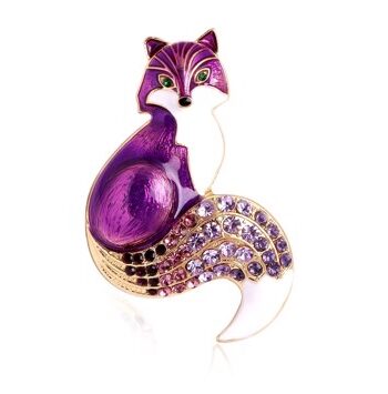 Broche Den Kloge Ræv Lilla Med Glitrende Sten