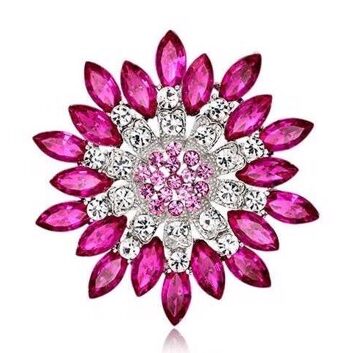 Broche Pink Blomst Med Smukke Sten