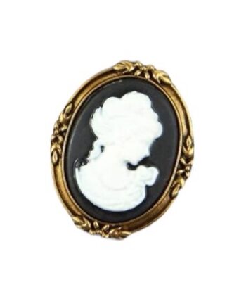 Broche Vintage Frue Sort Baggrund Gylden Ramme