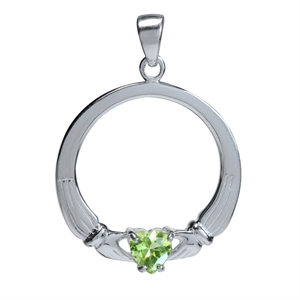 Claddagh Vedhæng Med Peridot 30mm Kæde