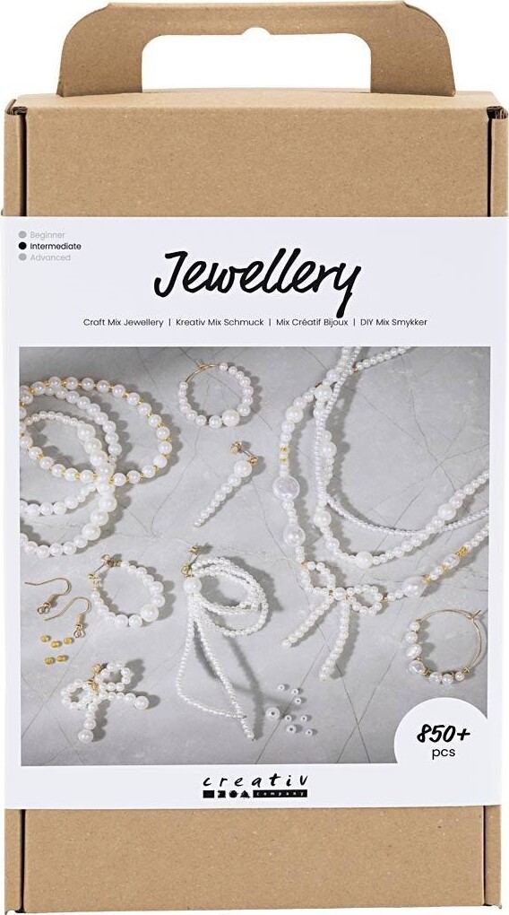 Diy Mix Smykker Halskæder Armbånd øreringe Forgyldt Hvid Perlemor 1pk Creativ Company