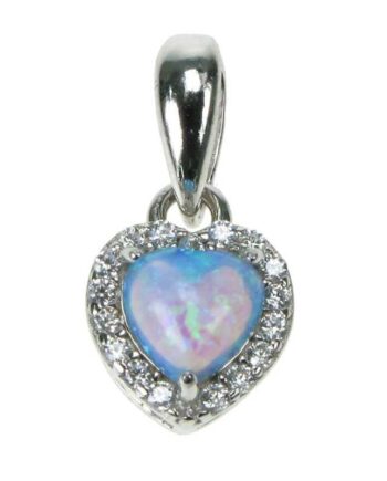 Havets Hjerte Opal Smykke Vedhæng Med Blå Opal Sten 925 Sterling Sølv Zirkonia   Rhodium Belægning