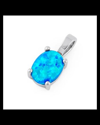 Ikaria Opal Smykke Vedhæng Med Blå Opal Sten 925 Sterling Sølv   Rhodium Belægning
