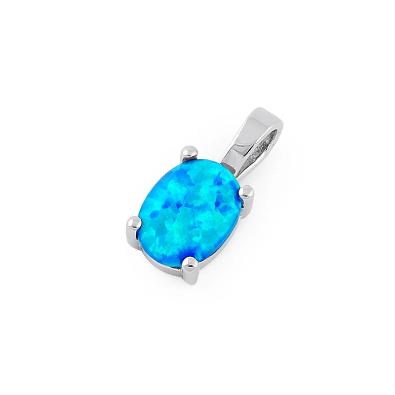 Ikaria Opal Smykke Vedhæng Med Blå Opal Sten 925 Sterling Sølv Rhodium Belægning