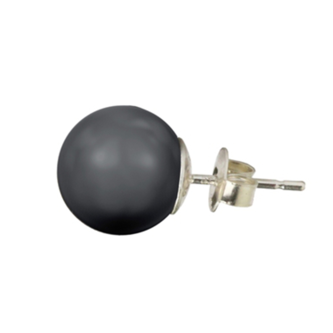 Klassisk Perleørering Med Perle Crystal Black