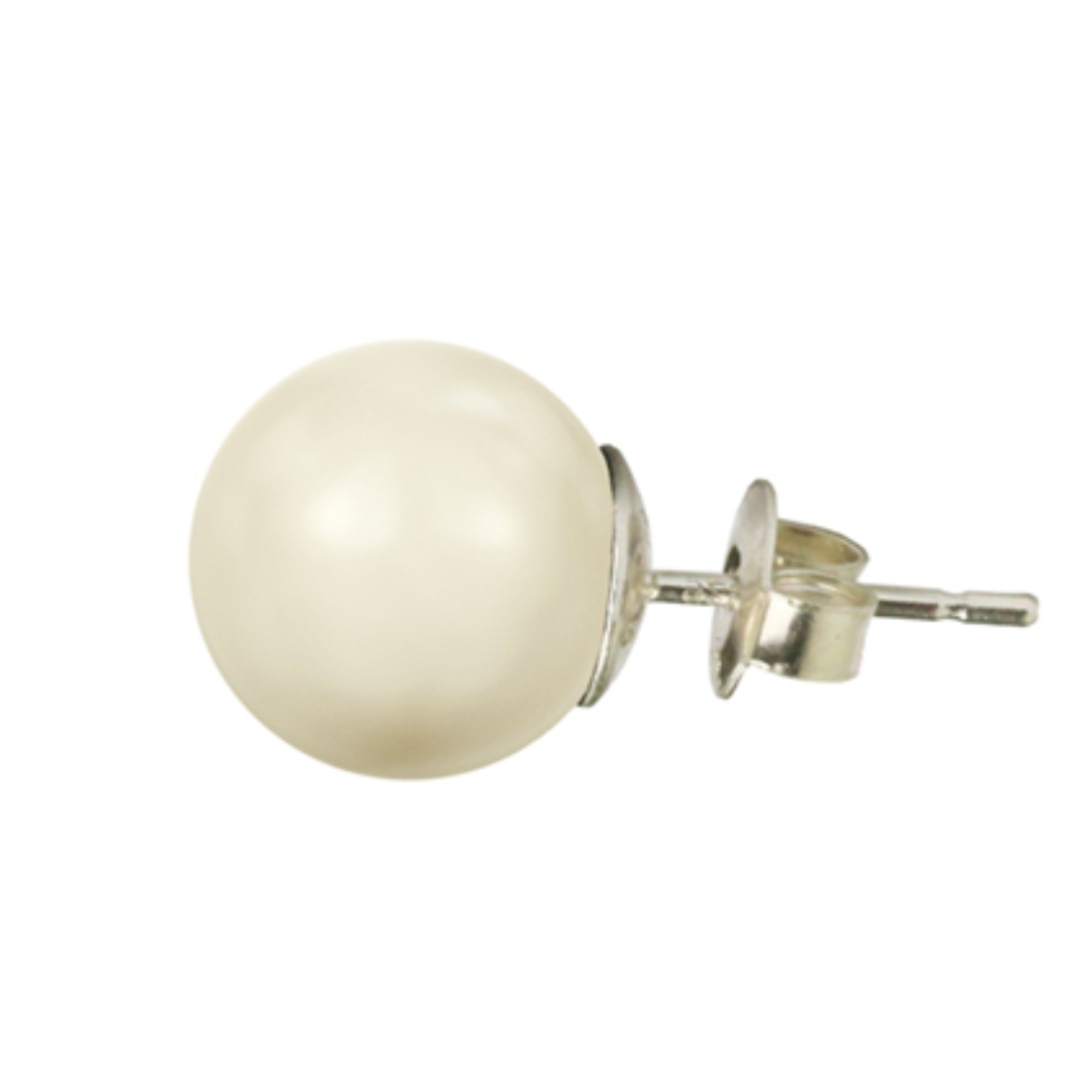 Klassisk Perleørering Med Perle Crystal Creme