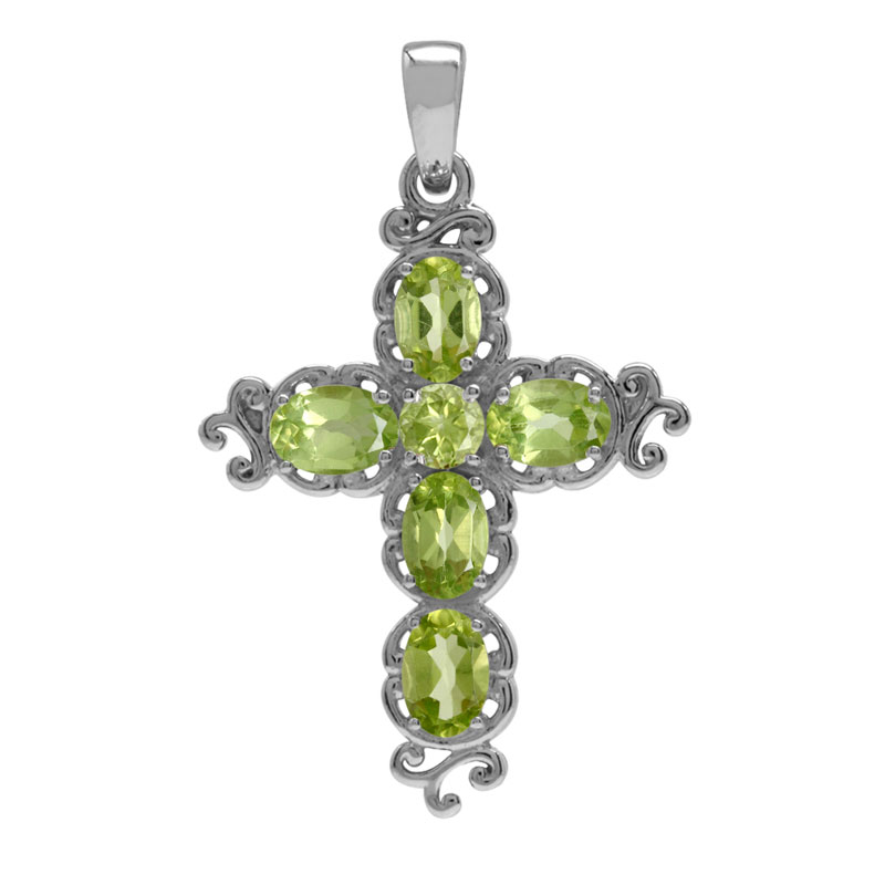 Kors Med Peridot 37mm Kæde