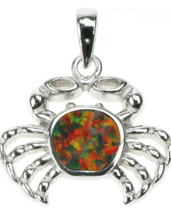 Krabbe Opal Smykke Vedhæng Med Orange Ild Opal Sten 925 Sterling Sølv   Rhodium Belægning