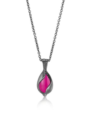 Lille Oxideret Smykke Med Pink Onyx