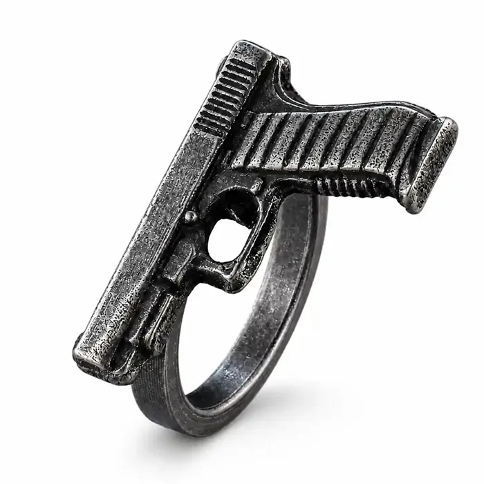 Maverick Oxyderet Statementring Med Råt Design