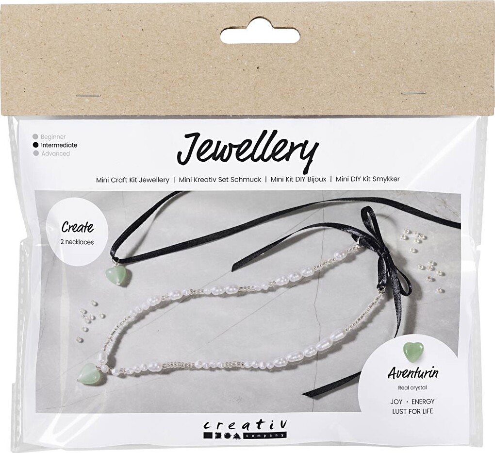 Mini Diy Kit Smykker Aventurin Hjerte Klar 1pk Creativ Company