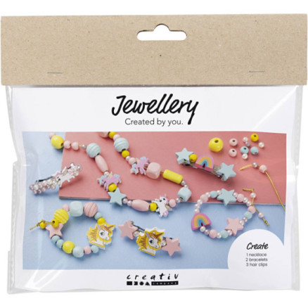 Mini Diy Kit Smykker Halskæde Armbånd Hårpynt Lys Blå Lys Rød Gul
