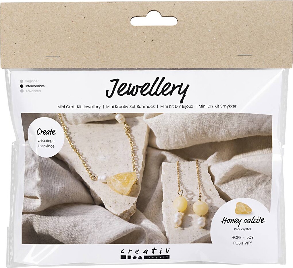 Mini Diy Kit Smykker Halskæde øreringe Med Honning Calcit Creativ Company