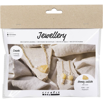 Mini Diy Kit Smykker Halskæde øreringe Med Honning Calcit