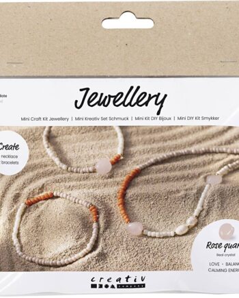 Mini Diy Kit Smykker Rosakvartshalskæde Armbånd Creativ Company