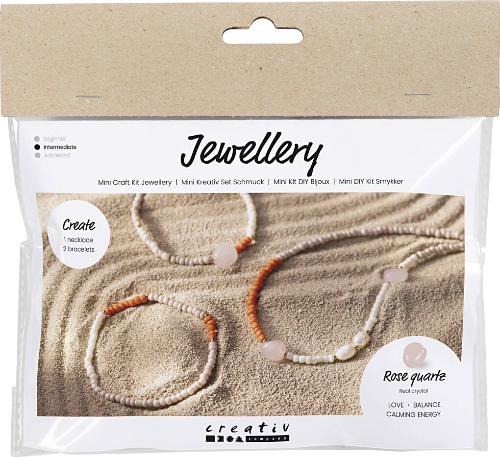Mini Diy Kit Smykker Rosakvartshalskæde Armbånd Creativ Company