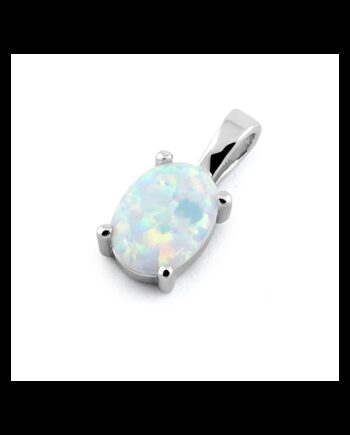Naxos Opal Smykke Vedhæng Med Hvid Sne Opal Sten 925 Sterling Sølv   Rhodium Belægning