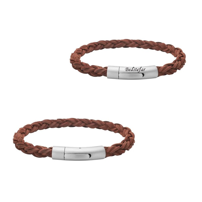 Nordahl Andersen Armbånd Brun Kalveskind Rund Flet 6mm