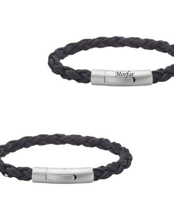 Nordahl Andersen Armbånd Sort Kalveskind Rund Flet 6mm