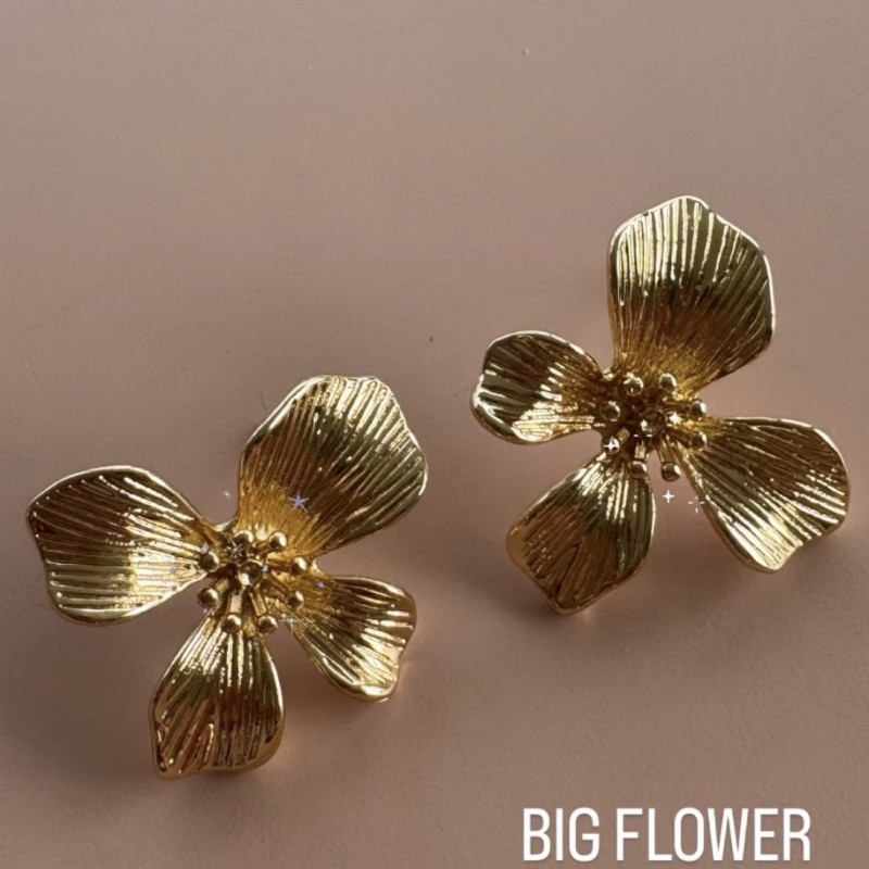 øreringe ørestikker Friihof Siig Guldfinish Big Flower