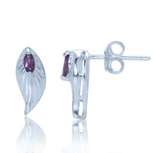 ørestikker Med Rhodolite 12x5mm Sæt