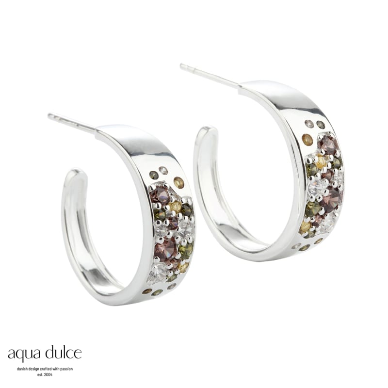 Olive Stardust Hoop Silver