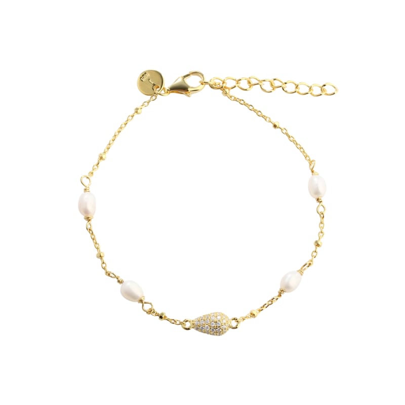 Pav Pearl Bracelet Golden