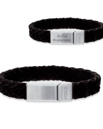Scrouples Force Læderarmbånd Sort Flettet Stål Rem