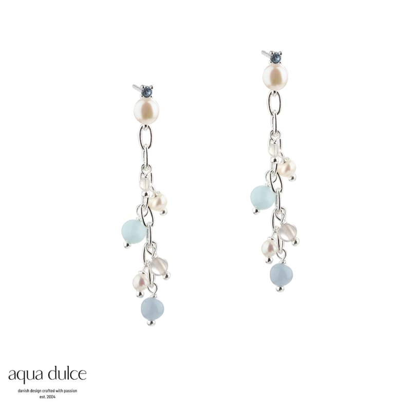 Sky Blue Chain Earring Silver