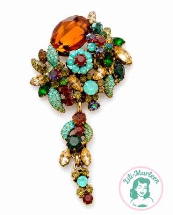 Stor Vintage Broche Med Krystaller Eksklusiv