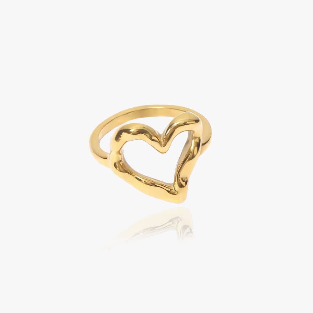 Tekstur Hjerte Ring 18k Guldbelagt 18k Guldbelagt