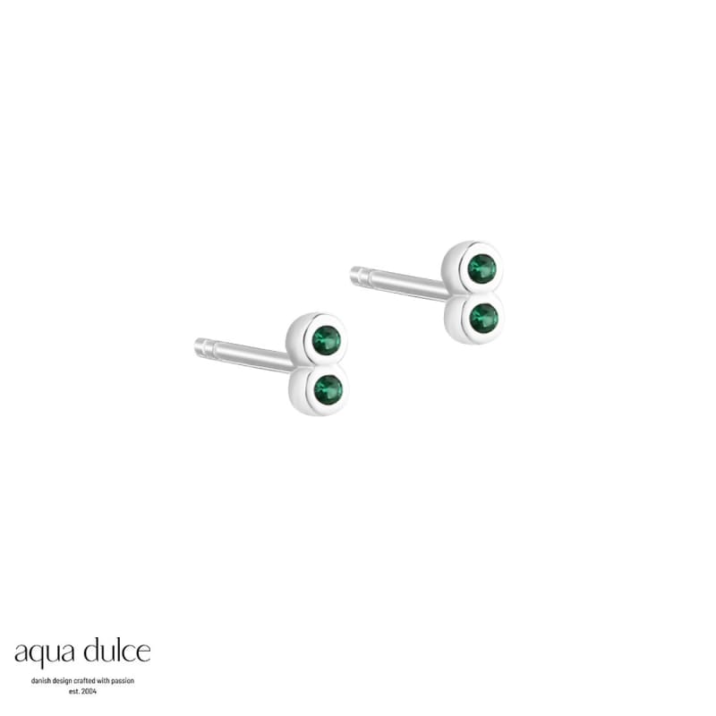 Tiny Green Earstud Silver