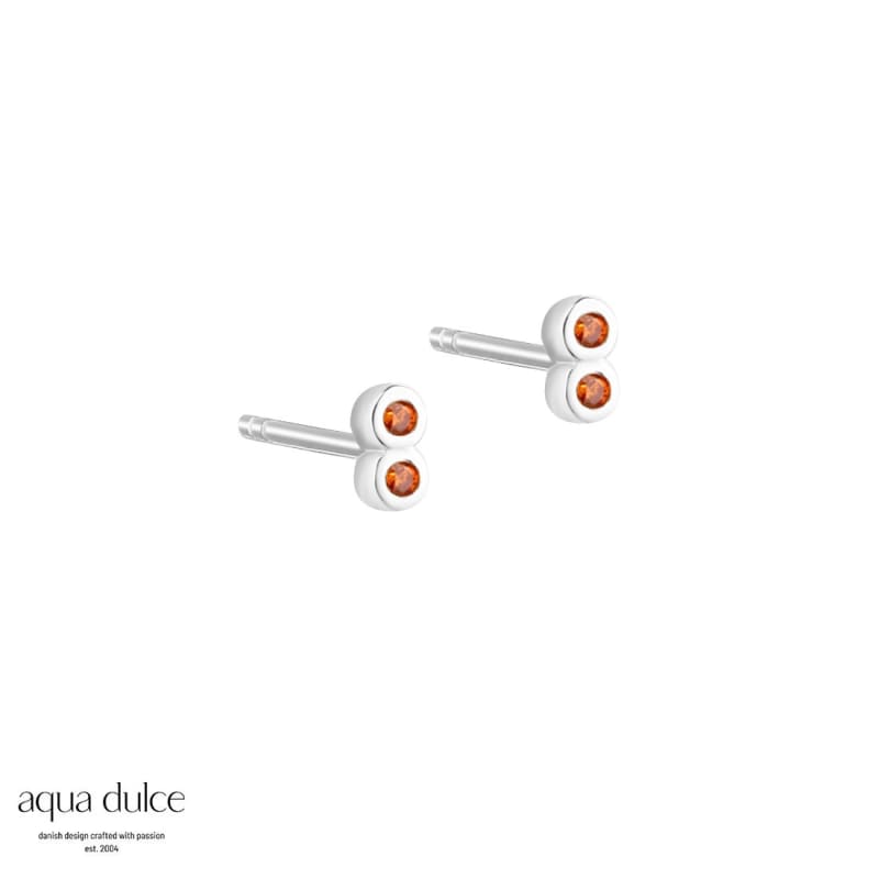 Tiny Orange ørestikker Sterling Sølv Med Små Orange Zirkonia