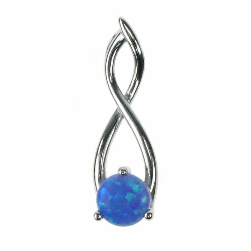 Twister Opal Smykke Vedhæng Med Blå Opal Sten 925 Sterling Sølv Rhodium Belægning