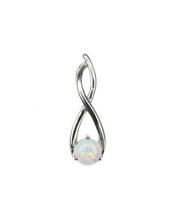 Twister Sølv Smykke Halskæde Vedhæng Med Hvid Sne Opal Sten 925 Sterling Sølv   Rhodium Belægning