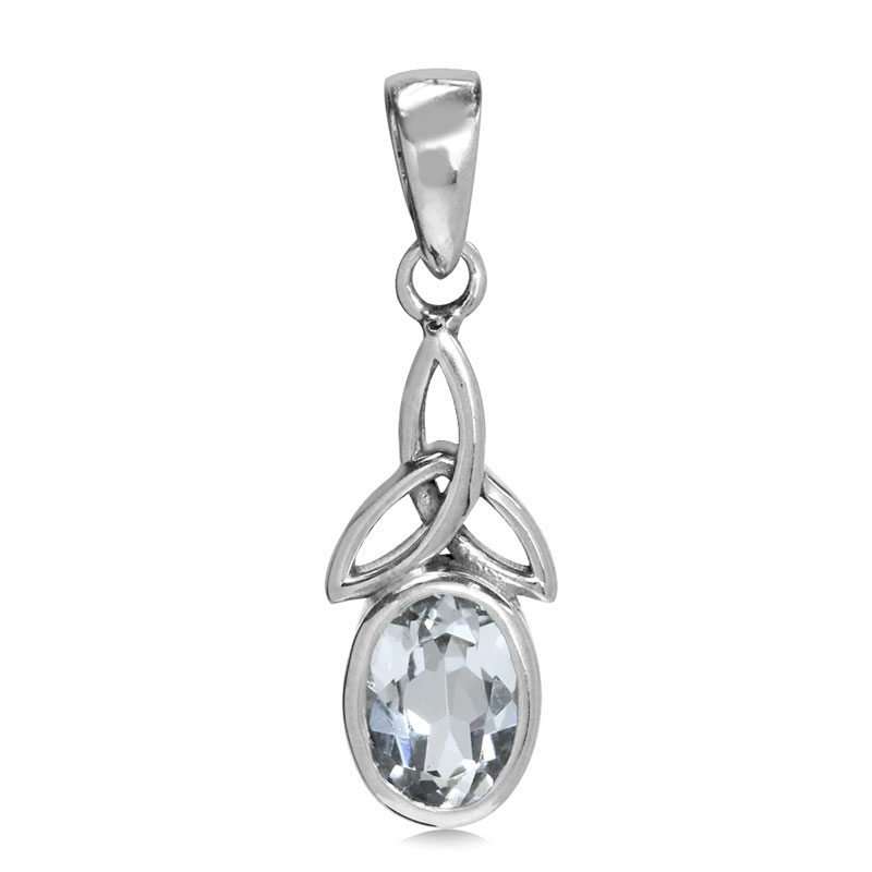 Vedhæng Med Triquetra Treenighedssymbolet Klar Topas 23mm Kæde