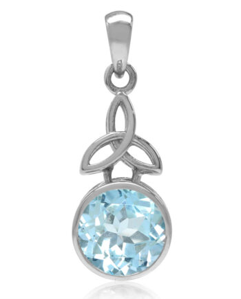 Vedhæng Triquetra Med Blå Topas 27mm Kæde