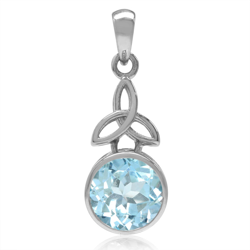 Vedhæng Triquetra Med Blå Topas 27mm Kæde