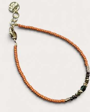 Armbånd Friihof  Siig Orangebrune Guldfarvet Grå Perler
