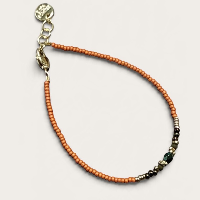 Armbånd Friihof Siig Orangebrune Guldfarvet Grå Perler
