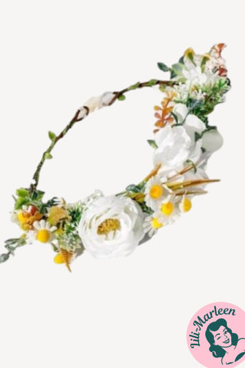 Blomsterkrans Hvid Store Smukke Blomster Deluxe
