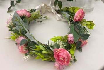 Blomsterkrans Lyserød Rosa Store Smukke Blomster Deluxe